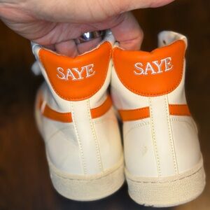 SAYE Women's High-Top Sneakers - Orange and Cream